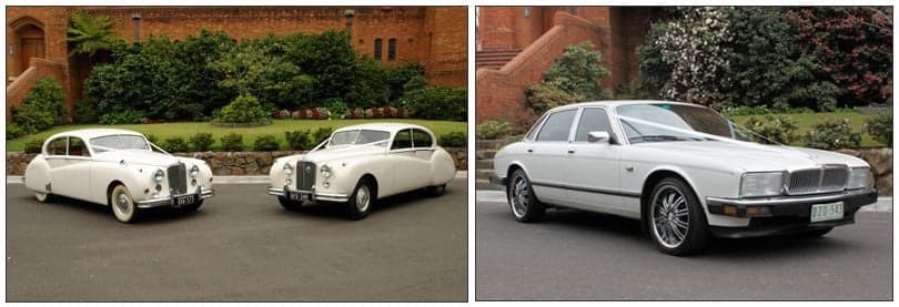 White Classic Jags wedding photo